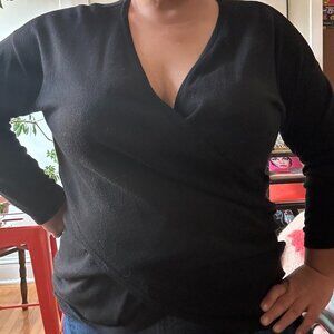 Eloquii Kelsey Cross Front Sweater Black - size 18/20